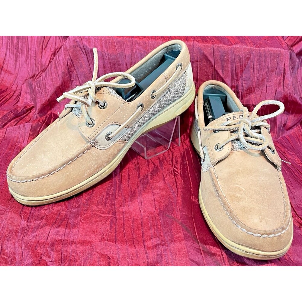 Womens Sperry Topsider Tan Leather Deck Boat Shoes sz 8.5W